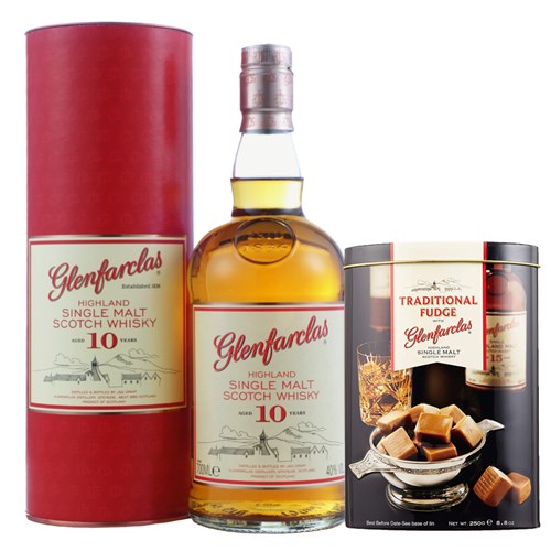 Glenfarclas 10 Year Old 70cl & Traditional Fudge 250g - Celebrate in Style